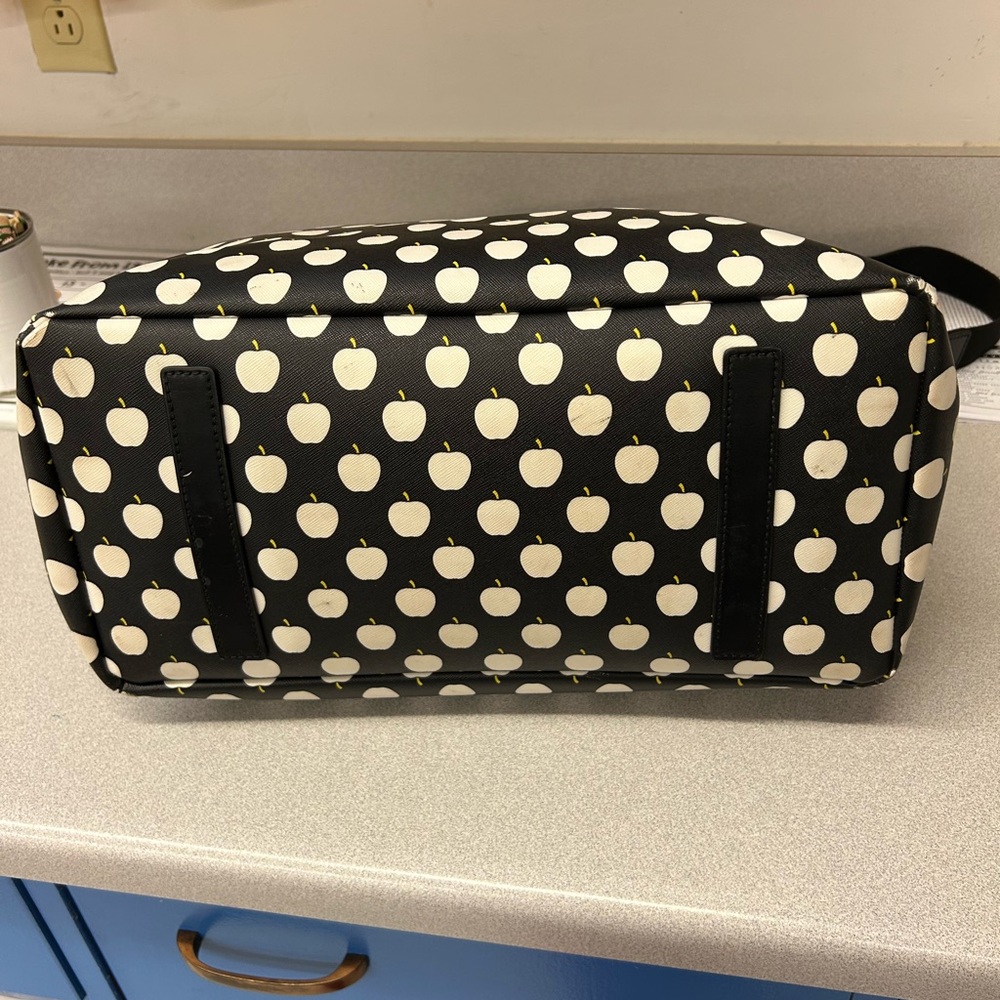 Kate Spade Black and White Polka Dot APPLE Tote and/or Diaper Bag - Picture 10 of 13